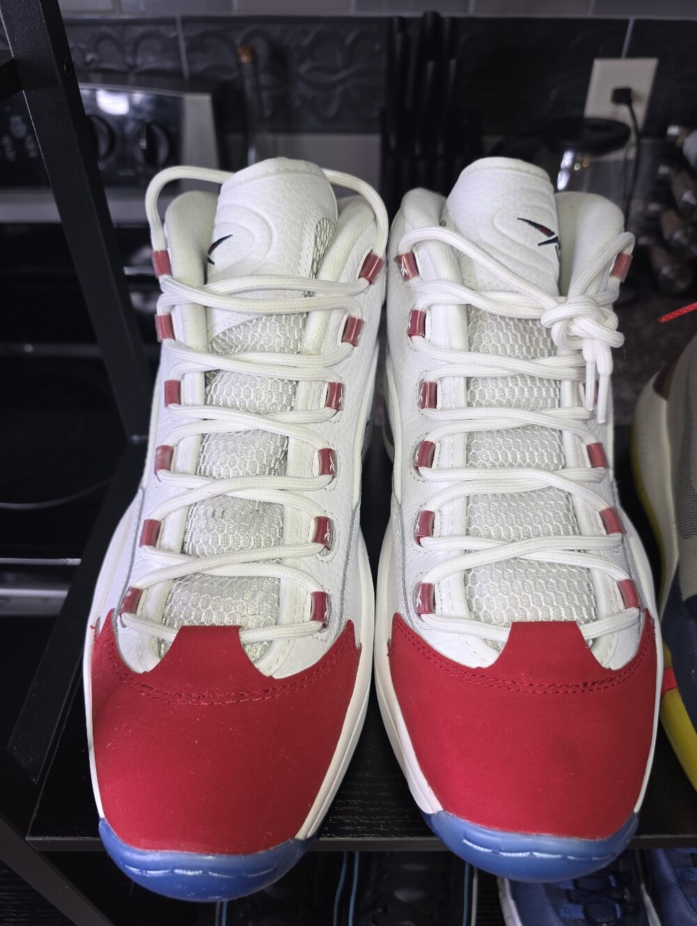 Reebok Question Mid Sneakers - White & Red Accents